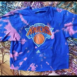RHINESTONE CROPPED/BLEACHED DYED NY KNICKS TEE